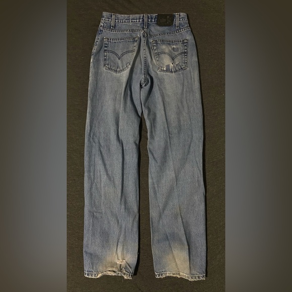 Levi's SilverTab Straight Relaxed Fit Denim Jeans - Classic Blue - Distressed - Picture 6 of 8